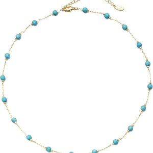 14K Gold Plated Dainty Choker Necklace,Handmade Crystal Beach Beads Necklace Cha
